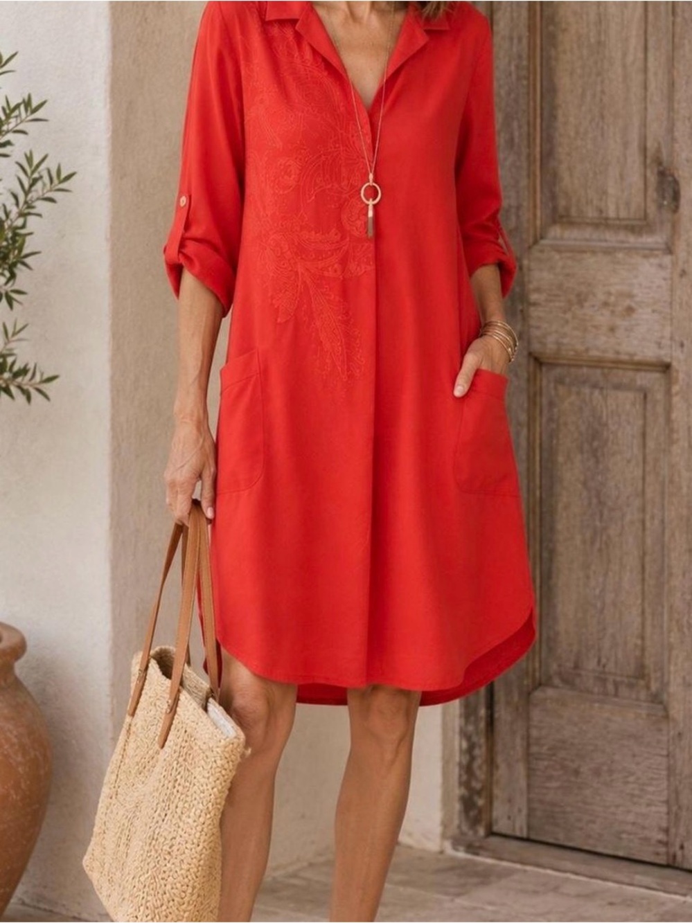 Soft Surroundings Embroidered Shirt Dress